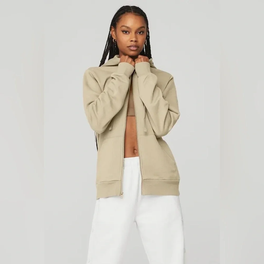 ALO Yoga Everyday Full Zip Hoodie in California Sand